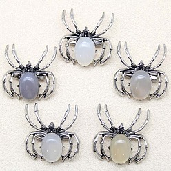 Натуральный Агат Природные подвески агат, прелести паука, античное серебро, 36x34 мм