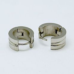 Stainless Steel Color Fashion 304 Stainless Steel Huggie Hoop Earrings, Hypoallergenic Earrings, Stainless Steel Color, 12~12.5x13~13.5x4~9mm, Pin: 0.8mm