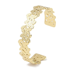 Настоящее золото 18K 304 женские браслеты-манжеты с цветочным узором из нержавеющей стали, реальный 18 k позолоченный, внутренний диаметр: 2-1/2 дюйм (6.2 см), 15 мм