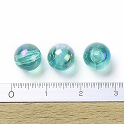 Medium Turquoise Eco-Friendly Transparent Acrylic Beads, Round, AB Color, Medium Turquoise, 8mm, Hole: 1.5mm, about 2000pcs/500g