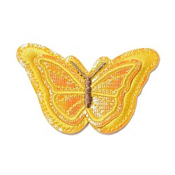 Gold Computerized Embroidery Cloth Iron on/Sew on Patches, Costume Accessories, Butterfly, Gold, 48x79.5x2mm