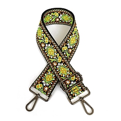 Jaune Vert Sangles de sac à fleurs en jacquard de polyester, avec fermoirs pivotants en alliage plaqué bronze, jaune vert, 80~130x5 cm