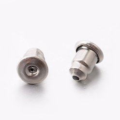 Stainless Steel Color Tarnish Resistant 304 Stainless Steel Ear Nuts, Stainless Steel Color, 5.5x5mm, Hole: 0.5mm
