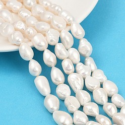 Льняное Полотно Нити из натурального культивированного пресноводного жемчуга, двух сторон полированной, класс 6а+, белье, 11~12 мм, отверстие : 0.7 мм, около 26~42 шт / нитка, 14.25~15.71 дюйм (36.2~39.9 см)