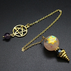 Розовый Кварц Натуральный розовый кварц маятник с большой подвеской, неокрашенными, с позолоченными металлическими находками, конус очарование, 220 мм