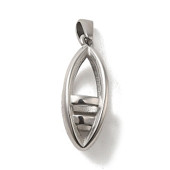 Stainless Steel Color Non-Tarnish 304 Stainless Steel Pendants, Oval Charm, Stainless Steel Color, 23.5x9mm, Hole: 3x7mm