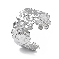 Нержавеющая Сталь Цвет 304 женские браслеты-манжеты из нержавеющей стали, цветок, цвет нержавеющей стали, внутренний диаметр: 2 дюйм (5.2 см)