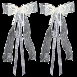 Светло-желтый Кружевные броши-бантики для одежды, с пластиковой жемчужины, светло-желтый, 470x185x19 мм