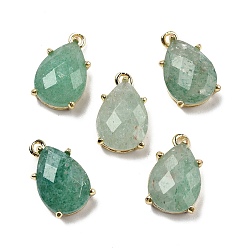 Клубничный Кварц Подвески из натурального окрашенного клубничного кварца с огранкой, стойки с позолоченными латунными подвесками-каплями, 17x10x6 мм, отверстие : 1.5 мм