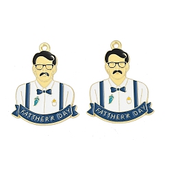 Human Подвески из сплава с эмалью ко Дню отца, золотые, человек, 32x25x1 мм, отверстие : 1.8 мм