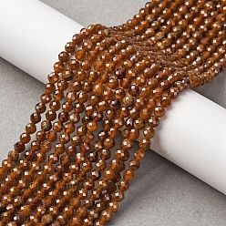 Гранат Гранат природный бисер нитей, граненые, круглые, 4 мм, отверстие : 0.7 мм, около 91~93 шт / нитка, 15.35~15.51 дюйм (39~39.4 см)