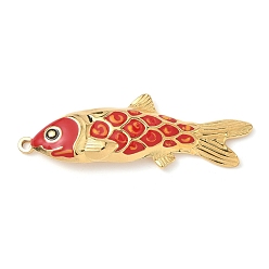 Красный 304 эмаль нержавеющей стали большие кулоны, рыбы прелести, реальный 18 k позолоченный, ионное покрытие (ip), красные, 50.5x17x3 мм, отверстие : 1.8 мм