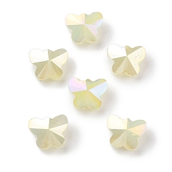 Светло-хаки Гальванические стеклянные бусины, с покрытием AB цвета, бабочка, граненые, светлый хаки, 8x10x6 мм, отверстие : 1 мм, 100 шт / комплект