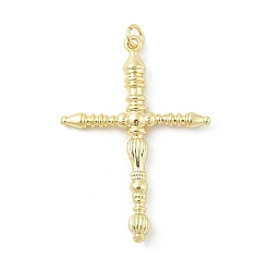 Настоящее золото 18K Латунные подвески, без кадмия, без никеля и без свинца, крест прелести, с целью перехода в кольце, реальный 18 k позолоченный, 33.5x24x3 мм