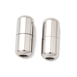 Нержавеющая Сталь Цвет 304 пряжка для шнурков из нержавеющей стали, капсульные шнурки с наконечниками, колонка, цвет нержавеющей стали, 14x6 мм, отверстие : 2.5 мм