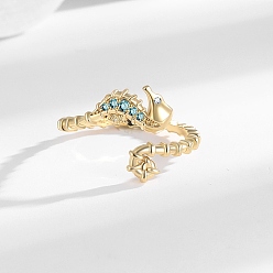 Золотой Латунные микро проложить манжеты кольца кубического циркония, морской конек, без кадмия, без никеля и без свинца, золотые, размер США 8 (18.1 мм)