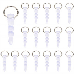 Clear 50Pcs Silicone Mobile Anti-Dust Plugs, with 50Pcs Iron Split Rings, Clear, 16.5x4mm