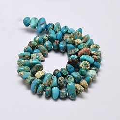 Sky Blue Natural Imperial Jasper Beads Strands, Nuggets, Dyed, Sky Blue, 8~16x4~10mm, Hole: 1mm, about 15.7 inch