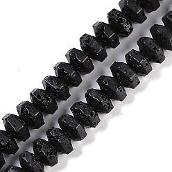 Лавовый камень Бусы из натуральной лавы, шестиугольник, 6.5x7x4.5 мм, отверстие : 1 мм, около 99 шт / нитка, 16.14'' (41 см)