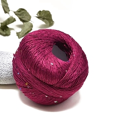 Средний Фиолетово-красный Хлопковые волокна пряжа для вязания с пайетками, для одежды шарфы свитера шали шапки, средне фиолетовый красный, 1 мм
