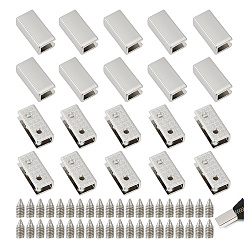 Платина 20 комплекты цинковый сплав сумка угловой протектор окантовка рамка, с винтом, прямоугольные, платина, 9x19x7 мм, отверстие : 2.5 мм