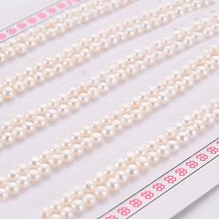 Floral White Natural Cultured Freshwater Pearl Beads, Half Drilled, Rondelle, Floral White, 3~3.5x2mm, Hole: 0.8mm, about 100pairs/board