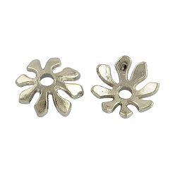 Argent Antique 8 fleurs -petal bouchons alliage de perles, de style tibétain, sans cadmium et sans plomb, argent antique, 10x3mm, Trou: 2mm