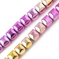 (52) Непрозрачная лаванда Гальванические нити из синтетических немагнитных гематитовых бусин, граненые, бусины-кубы с настольной огранкой, разноцветные, 7.5~8x7.5~8x7.5 мм, отверстие : 0.7 мм, около 48 шт / нитка, 14.17'' (36 см)