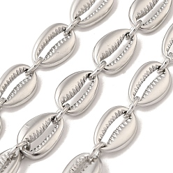 Нержавеющая Сталь Цвет 304 цепи из нержавеющей стали, форма раковины каури, несварные, с катушкой, цвет нержавеющей стали, 11.7x7.5x2.5 мм, 5 м / рулон