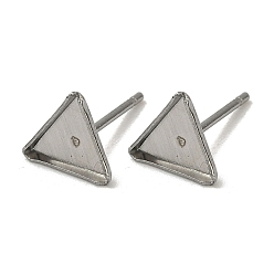 Нержавеющая Сталь Цвет Устойчивые к потускнению серьги-кабошоны 304 серьги-гвоздики из нержавеющей стали пустые оправы, треугольные, цвет нержавеющей стали, треугольник лоток: 7x8 мм, 8x7x2 мм, штифты : 0.5 мм