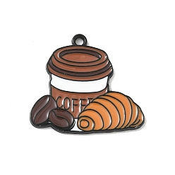 Drink Эмалевые подвески из сплава на кофейную тематику, кофе и круассан, 23x25x1.5 мм, отверстие : 1.6 мм