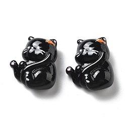 Черный Кабошоны из смолы, кошка, чёрные, 23.5x20x9 мм