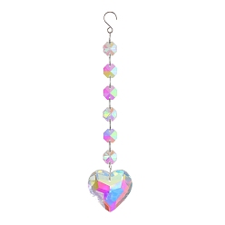 Heart Crystal Glass Sun Catcher Pendant, Rainbow Maker, DIY Garden Decoration, Heart, 200mm