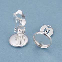 Посеребрённый Латунные серьги с клипсами, 925 серебро покрытием, 16x12x8.5 мм