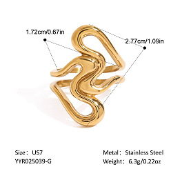 Настоящее золото 18K Кольцо унисекс из нержавеющей стали с двумя открытыми сердцами и позолотой, ювелирные аксессуары