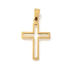 Золотой 201 подвески из нержавеющей стали, лазерная резка, крест очарование, золотые, 34x23x1.5 мм, отверстие : 9x4.5 мм