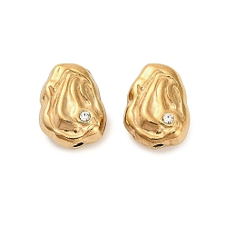 Настоящее золото 18K 304 бусина из нержавеющей стали со стразами, ионное покрытие (ip), реальный 18 k позолоченный, 12.5x9.5x4.5 мм, отверстие : 1.2 мм