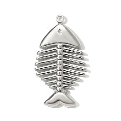 Нержавеющая Сталь Цвет 304 подвески из нержавеющей стали, амулеты из рыбьей кости, цвет нержавеющей стали, 26x15 мм