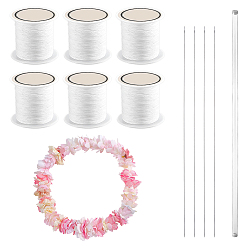 White Iron Bent Head Beading Needles, with Plastic Sealed Bottles and Nylon Chinese Knot Cord, White, 374x9mm, 1pc