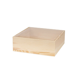 Папайя Оранжевый Деревянные ящики для хранения, с прозрачными пластиковыми крышками, квадратный, papayawhip, 23x23x8 см