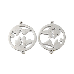 Stainless Steel Color Non-Tarnish 304 Stainless Steel Connector Charms, Flat Round, Stainless Steel Color, 19x15.5x1mm, Hole: 1mm