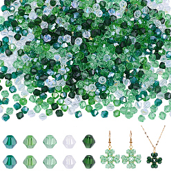 Mixed Color 15 Strands 5 Styles Transparent Glass Beads Strands, Faceted, Bicone, Mixed Color, 6x6mm, Hole: 1mm, about 45~47pcs/strand, 9.65~9.84 inch(24.5~25cm), 3 strands/style