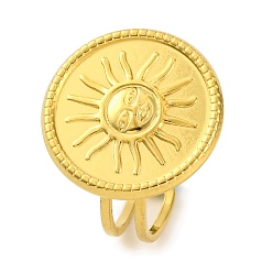 Настоящее золото 18K Ионное покрытие (ip) 304 открытые манжеты из нержавеющей стали, круглые, реальный 18 k позолоченный, 5 мм, внутренний диаметр: 17 мм