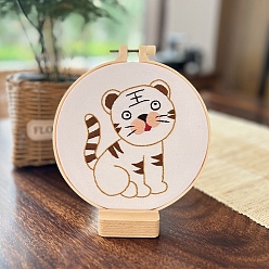 Tiger DIY Embroidery Kits, Including Printed Fabric, Embroidery Thread & Needles, Embroidery Hoop, Tiger, 150mm