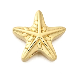 Морская звезда Латунные бусины серии «Океан», стойки покрытие, долговечный, без свинца и без кадмия, реальный 18 k позолоченный, морская звезда, 21x22x7.5 мм, отверстие : 4x3 мм