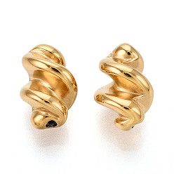 Настоящее золото 14K Гофрированные 304 бусины из нержавеющей стали, реальный 14 k позолоченный, 11.5x8x7 мм, отверстие : 1.2 мм