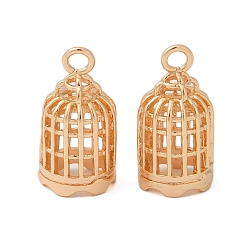 Настоящее золото 18K Латунные подвески, без кадмия, без никеля и без свинца, клетка, реальный 18 k позолоченный, 23x12x11 мм, отверстие : 2.5 мм