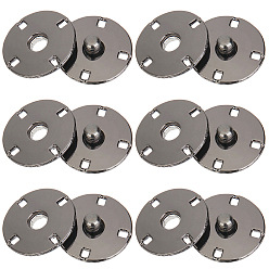 Черный Цвет Металла 10пары металлических кнопок, кнопки для одежды, швейные принадлежности, плоско-круглые, металлический черный , 15x5.5 мм