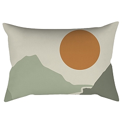 Sol Fundas de almohada de poliéster abstractas de geometría de estilo nórdico serie verde, fundas de colchón, para sofá cama, Rectángulo, sol, 300x500 mm