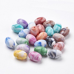 (52) Непрозрачная лаванда Акриловые бусины, Стиль имитация драгоценных камней, овальные, разноцветные, 17x11.5~12 мм, отверстие : 2 мм, Около 330 шт / 500 г